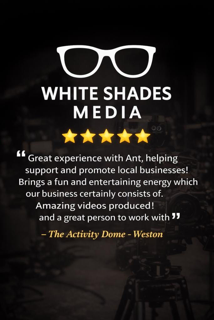 Five-star review testimonial for White Shades Media supporting local businesses in Weston-Super-Mare